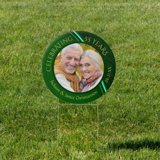 Elegant 55th Anniversary Emerald Gold Photo Sign (Insitu)