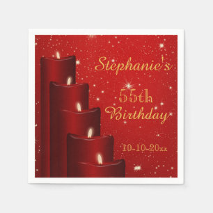 Elegant 55th Birthday Candles With Sparkle Paper Napkins