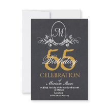 Elegant 55th Birthday Party Textured Invite
