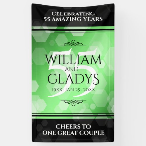 Elegant 55th Emerald Wedding Anniversary Banner