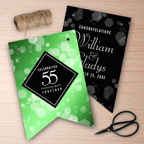 Elegant 55th Emerald Wedding Anniversary Bunting Flags