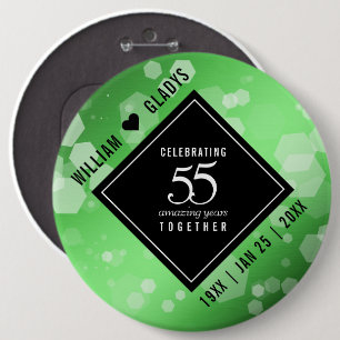 Elegant 55th Emerald Wedding Anniversary Button
