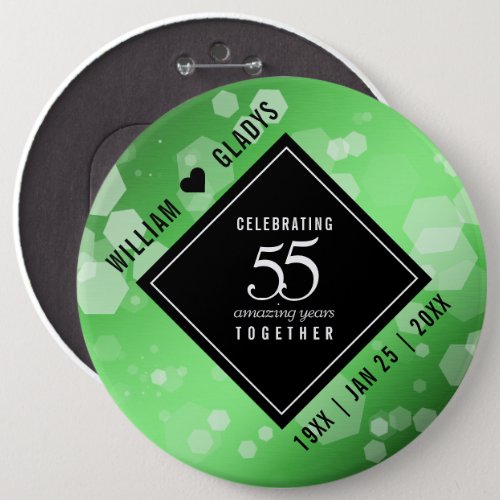 Elegant 55th Emerald Wedding Anniversary Button