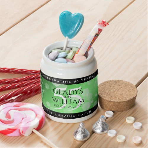 Elegant 55th Emerald Wedding Anniversary Candy Jar