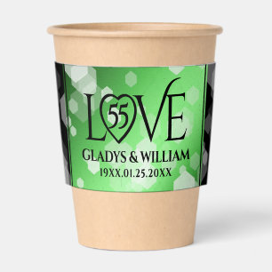 Elegant 55th Emerald Wedding Anniversary Coffee Cup Sleeve