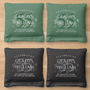 Elegant 55th Emerald Wedding Anniversary Cornhole Bags
