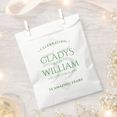 Elegant 55th Emerald Wedding Anniversary Favor Bag