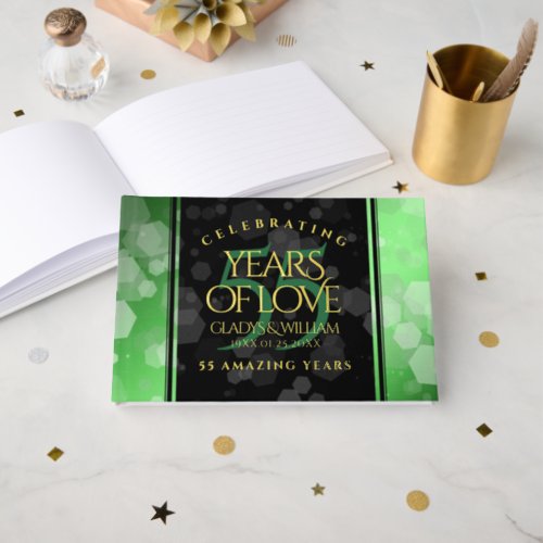 Elegant 55th Emerald Wedding Anniversary Foil Guest Book