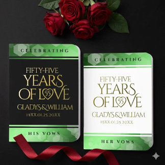Elegant 55th Emerald Wedding Anniversary Foil Vow Books