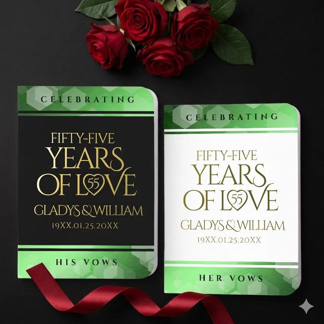 Elegant 55th Emerald Wedding Anniversary Foil Vow Books (Elegant 55th Emerald Wedding Anniversary Foil Vow Book Set Cover Photo)