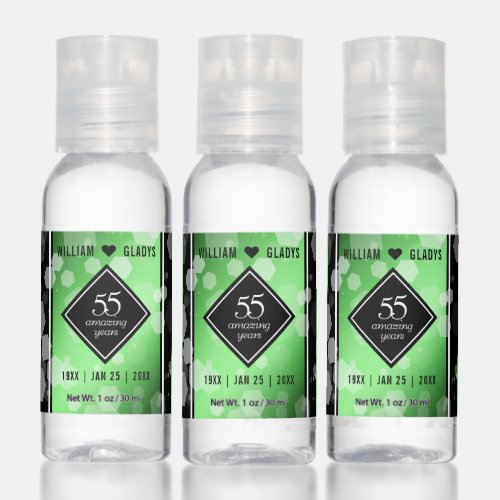 Elegant 55th Emerald Wedding Anniversary Hand Sanitizer