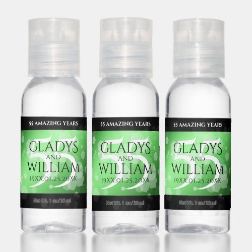 Elegant 55th Emerald Wedding Anniversary Hand Sanitizer