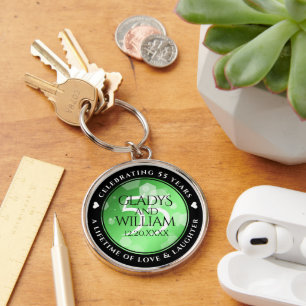 Elegant 55th Emerald Wedding Anniversary Keychain