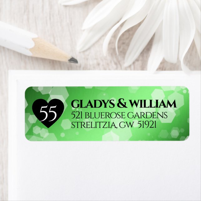 Elegant 55th Emerald Wedding Anniversary Label (Insitu)