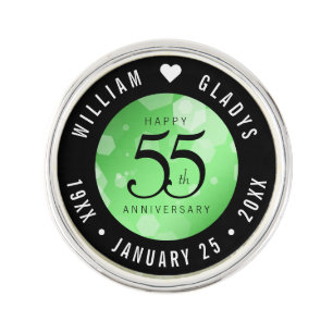 Elegant 55th Emerald Wedding Anniversary Lapel Pin