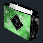 Elegant 55th Emerald Wedding Anniversary Large Gift Bag<br><div class="desc">Celebrate the 55th emerald wedding anniversary with this stylish gift bag! Elegant black and white lettering with hexagonal confetti on an emerald green background add a memorable touch for this special occasion and extraordinary milestone. Personalize with the couple's names and years of marriage. Reverse shows identical design. For best results...</div>