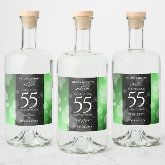 PERSONALISED 55th EMERALD WEDDING ANNIVERSARY WINE or CHAMPAGNE LABEL 