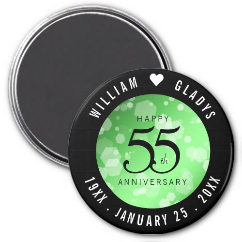 Elegant 55th Emerald Wedding Anniversary Magnet