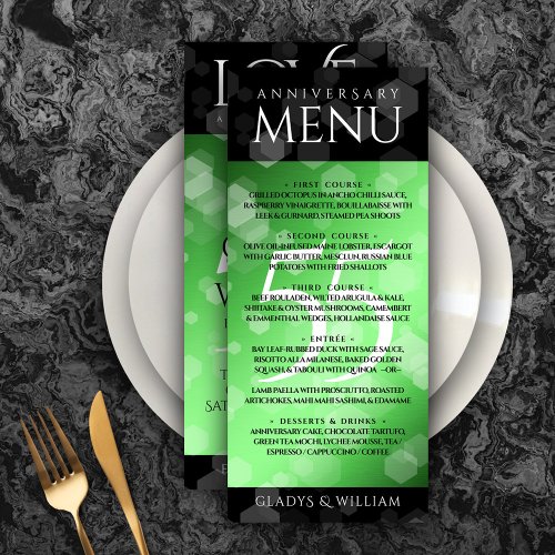 Elegant 55th Emerald Wedding Anniversary Menu