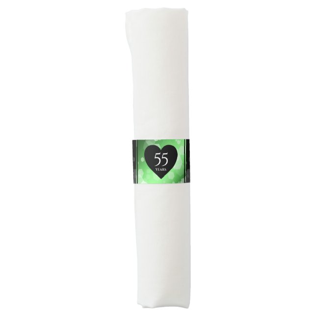 Elegant 55th Emerald Wedding Anniversary Monogram Napkin Bands (Front)