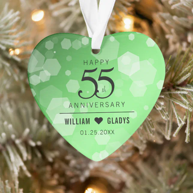 Elegant 55th Emerald Wedding Anniversary Ornament 