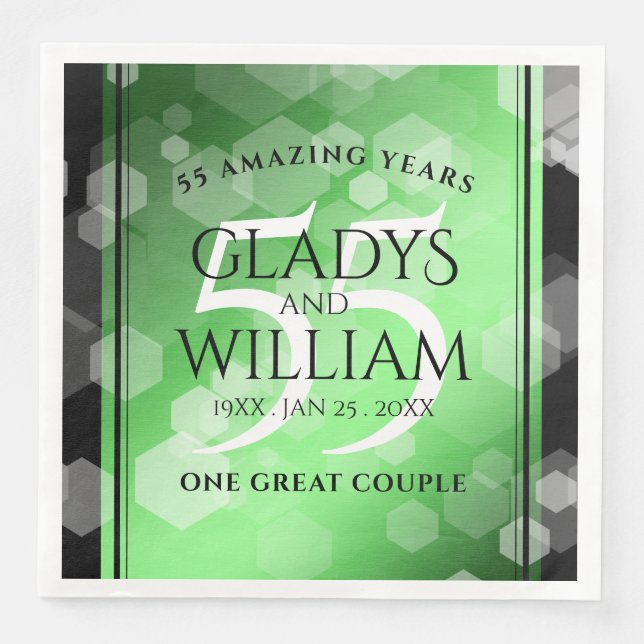 Elegant 55th Emerald Wedding Anniversary Paper Dinner Napkins (Front)