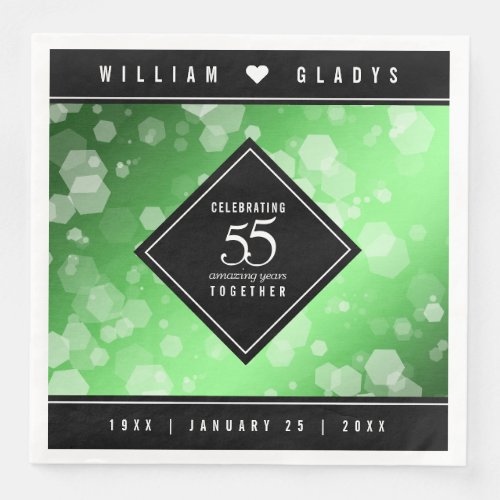 Elegant 55th Emerald Wedding Anniversary Paper Dinner Napkins