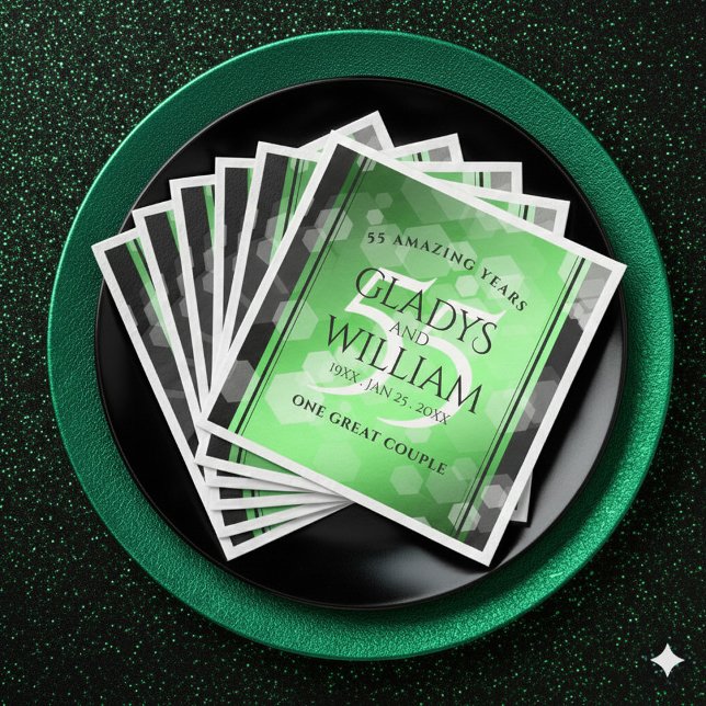 Elegant 55th Emerald Wedding Anniversary Paper Dinner Napkins (Elegant 55th Emerald Wedding Anniversary Napkins Cover Photo)