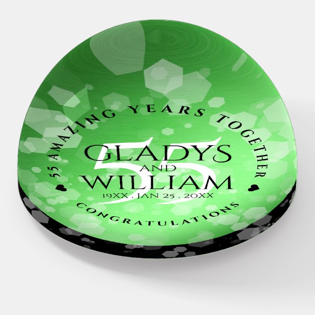 Elegant 55th Emerald Wedding Anniversary Paperweight (Angled)