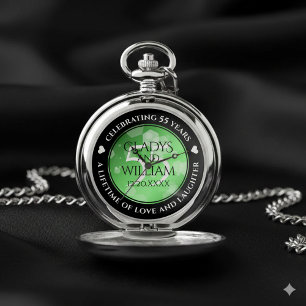 Elegant 55th Emerald Wedding Anniversary Pocket Watch