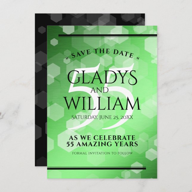 Elegant 55th Emerald Wedding Anniversary Save The Date (Front/Back)