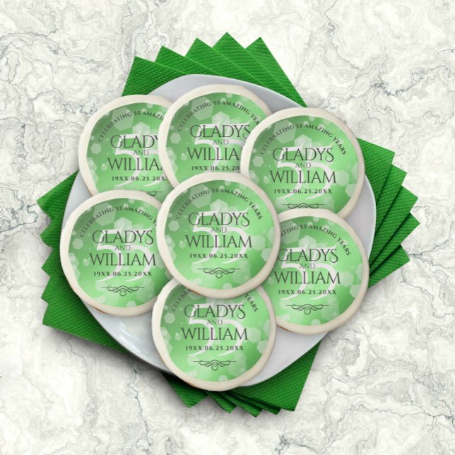 Elegant 55th Emerald Wedding Anniversary Sugar Cookie (Creator Uploaded)