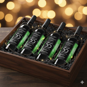 Elegant 55th Emerald Wedding Anniversary Wine Label