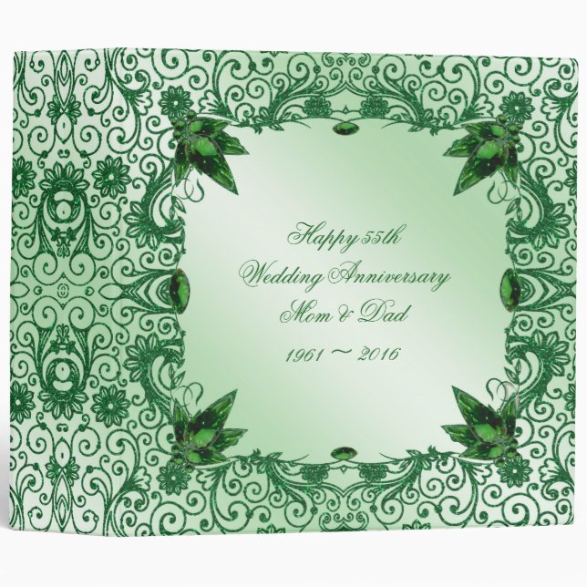 Elegant 55th Wedding Anniversary 2" Photo Binder (Front/Spine)