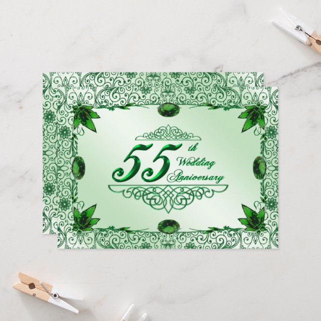 Elegant 55th Wedding Anniversary 5.5x7.5 Invite (Front/Back In Situ)