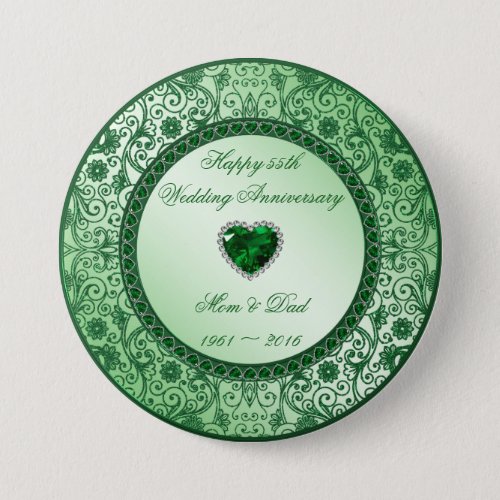 Elegant 55th Wedding Anniversary Button