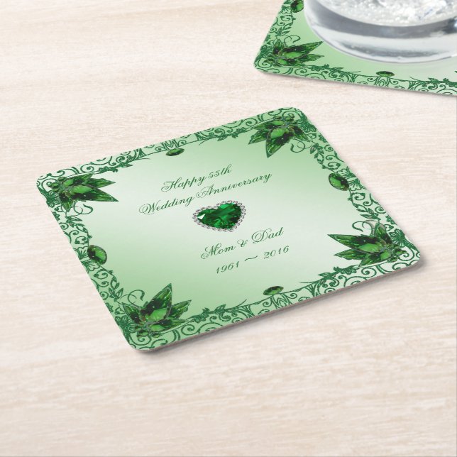 Elegant 55th Wedding Anniversary Coaster (Angled)