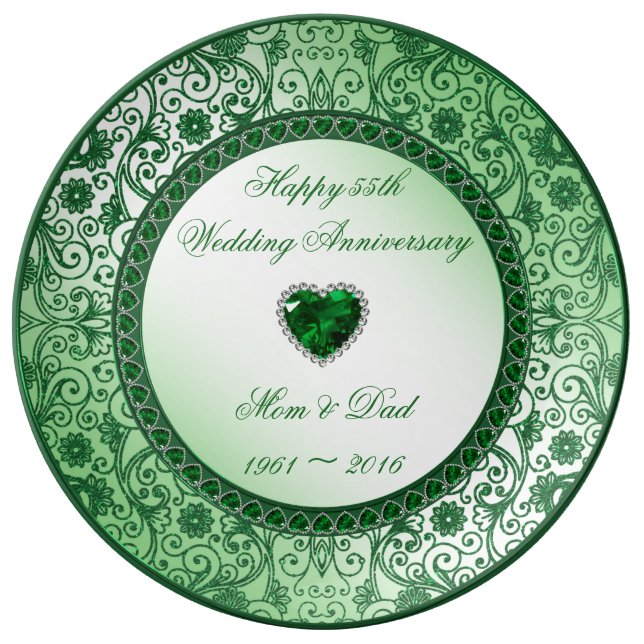 Elegant 55th Wedding Anniversary Porcelain Plate (Front)