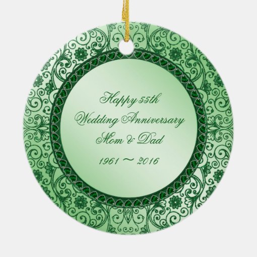 Elegant 55th Wedding Anniversary Round Ornament | Zazzle