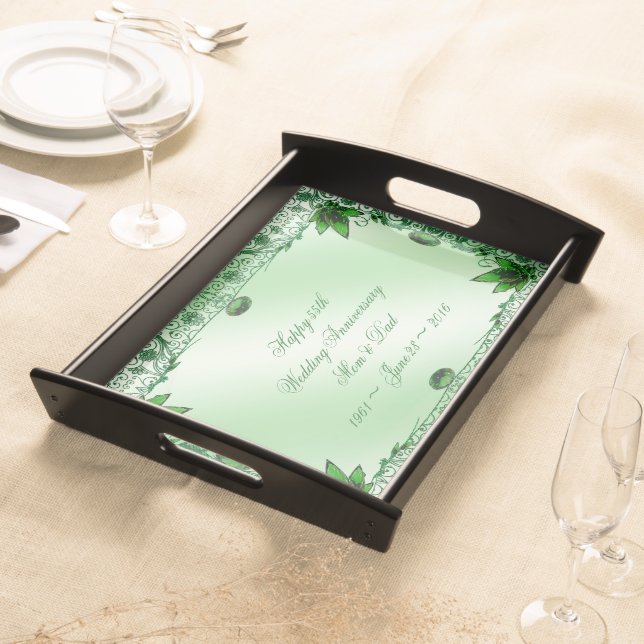 Elegant 55th Wedding Anniversary Serving Tray (Front)