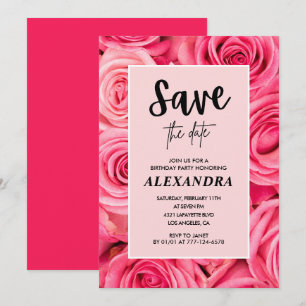 Elegant 56th birthday  Floral Rose Save the date  Invitation