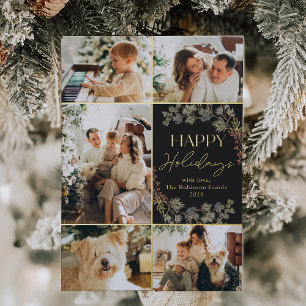 Elegant 5 Photo Collage Family Holiday Card