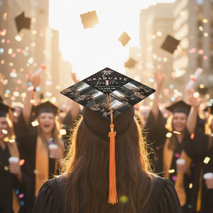 Elegant 5 Photo Graduation Monogram Name Year Cap Topper