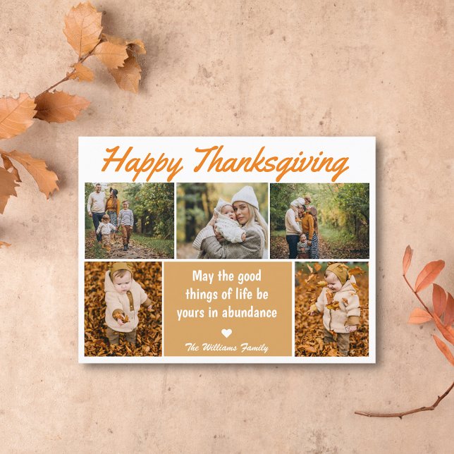 elegant 5 photos collage thanksgiving minimal postcard (Creator Uploaded)