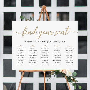 Elegant 5 Tables Find Your Seat Seating Chart