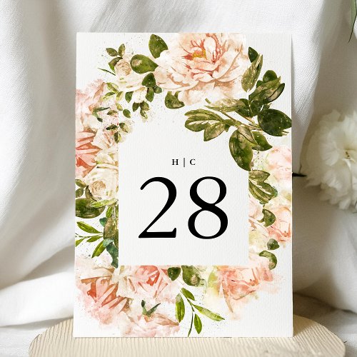 Elegant 5 x 7  Florals Wedding Table Numbers