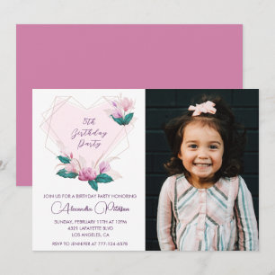 Elegant 5th birthday invitations Floral Photo