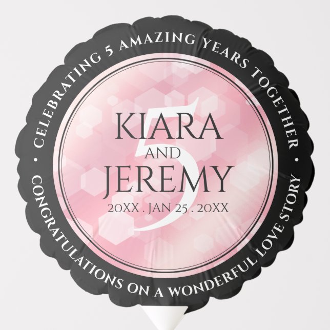 Elegant 5th Rose Quartz Wedding Anniversary Balloon (Front)