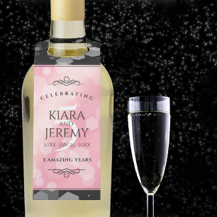 Elegant 5th Rose Quartz Wedding Anniversary Bottle Hanger Tag