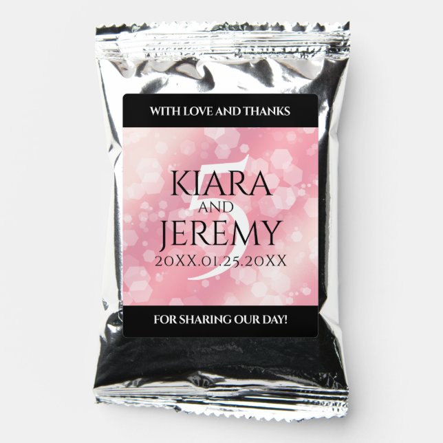 Elegant 5th Rose Quartz Wedding Anniversary Coffee Drink Mix (Front)